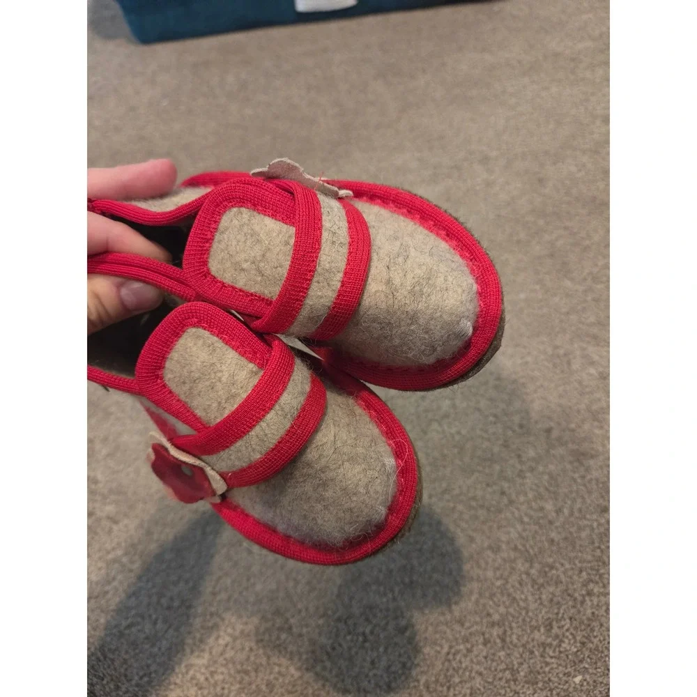 Russian Valenki Kids Wool Slippers Grey Red Flower Felted Shoes Indoor Boots